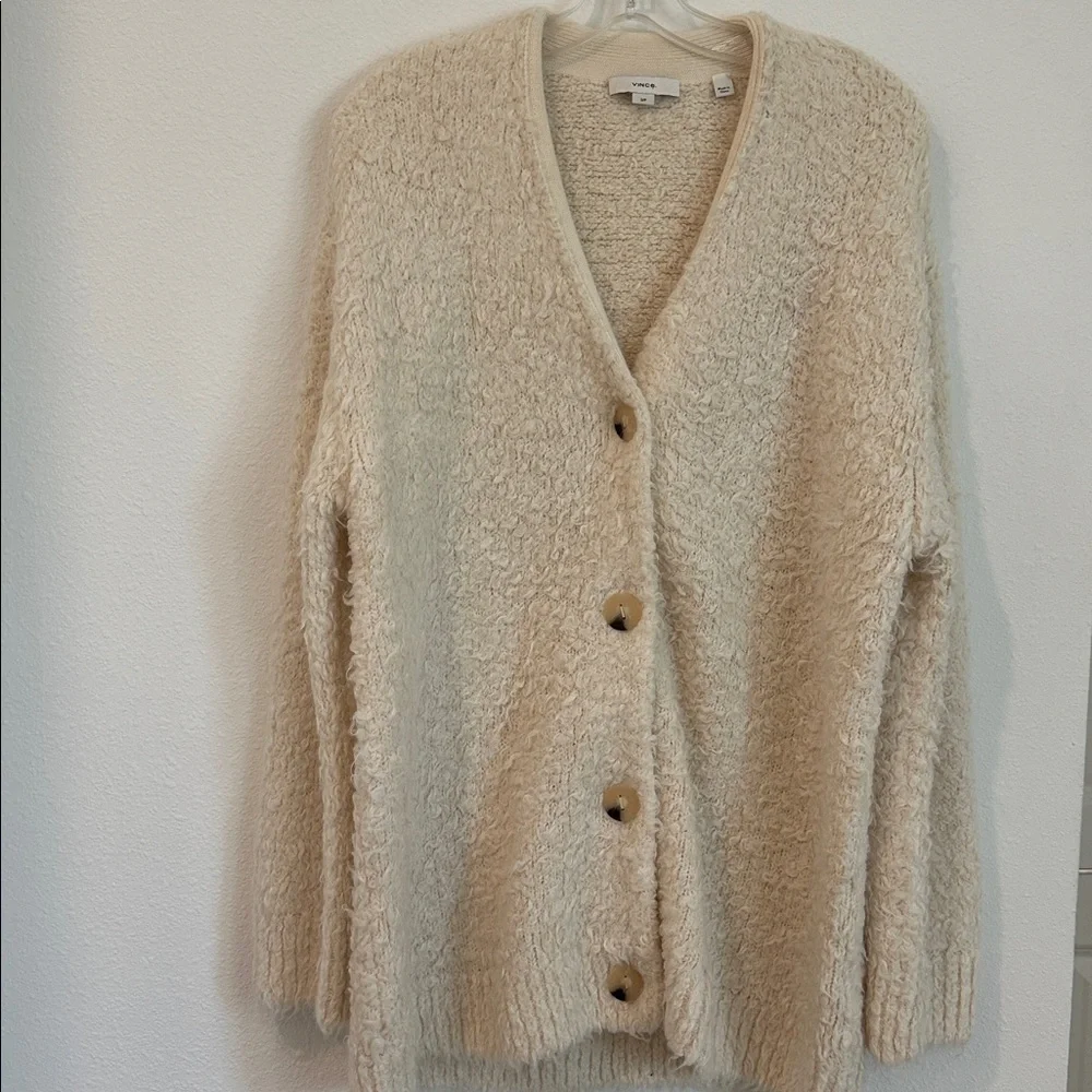 Vince Cozy Cream Button-Front Bouclé Cardigan
